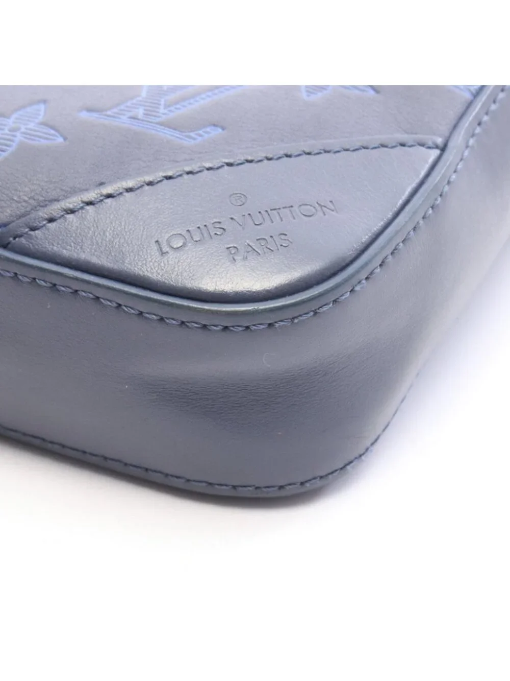 Louis Vuitton Shoulder Bag Duo Messenger Monogram Shadow Navy Leather
